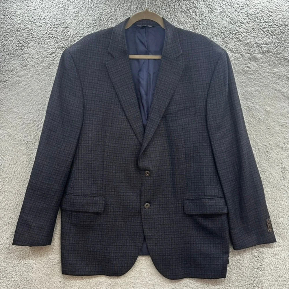 Jack Victor Gibson SPJ Men's 46R 100% Wool Blue Plaid Sport Coat Blazer Canada
